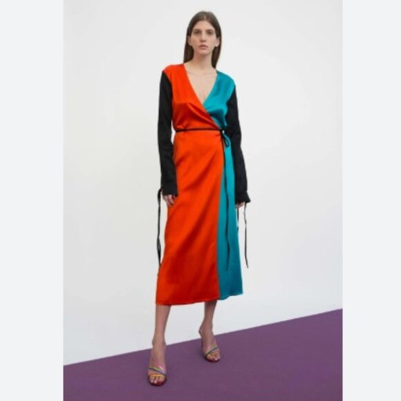 The Attico Women's Vibrant Striped Maxi Wrap Dress with Ties (Size EU 40) - Picture 8 of 9